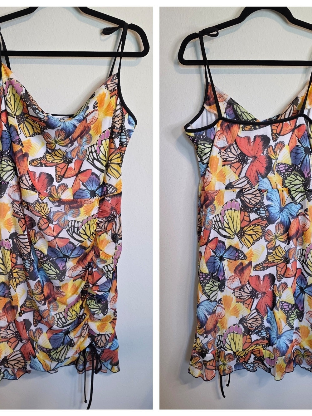 glam Multicolor Butterfly Print Slip Dress